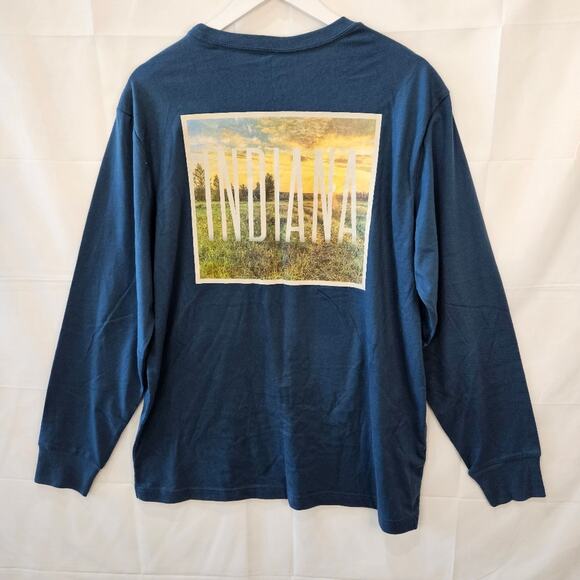 State Of Mine Indiana Long Sleeve Tee Blue Size Large - Picture 1 of 8